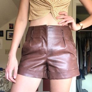 Faux leather shorts